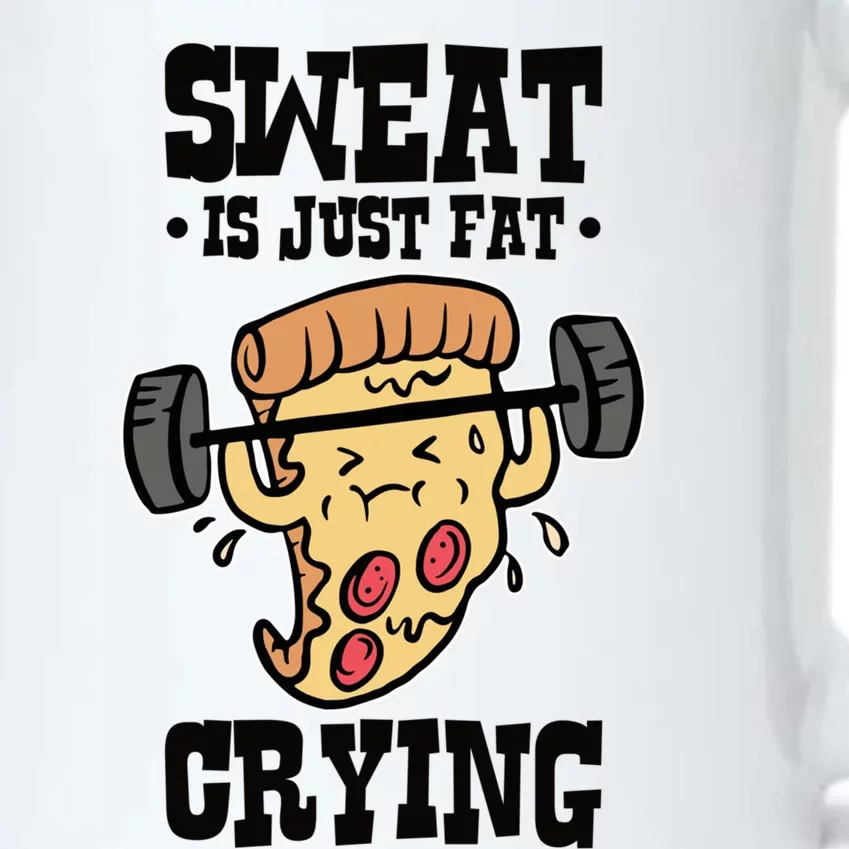 Workout Pizza Sweat Is Just Fat Crying Gift Black Color Changing Mug