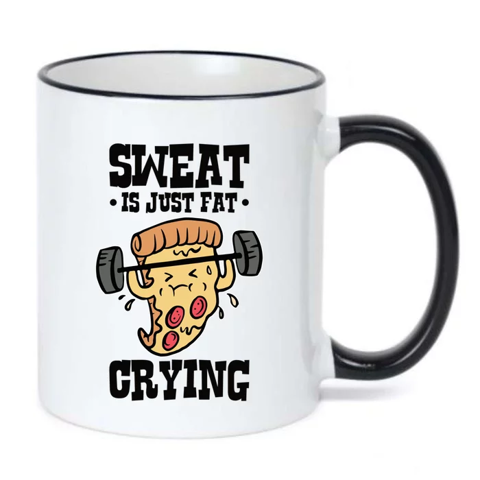 Workout Pizza Sweat Is Just Fat Crying Gift Black Color Changing Mug