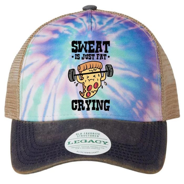 Workout Pizza Sweat Is Just Fat Crying Gift Legacy Tie Dye Trucker Hat