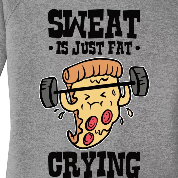 Workout Pizza Sweat Is Just Fat Crying Gift Women's Perfect Tri Tunic Long Sleeve Shirt