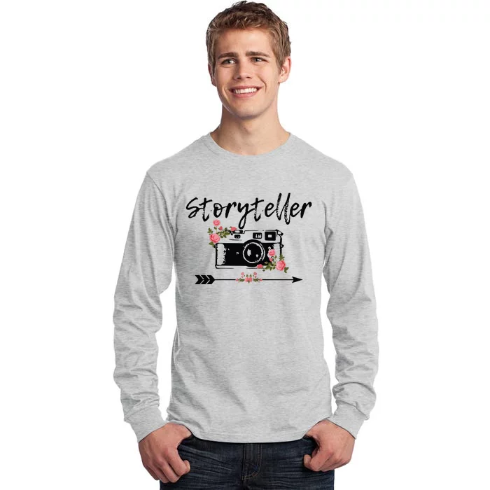 Womens Photographer Storyteller Vintage Floral Camera Photography Tall Long Sleeve T-Shirt