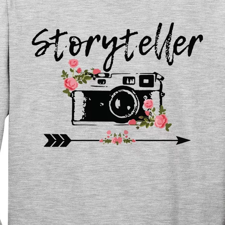 Womens Photographer Storyteller Vintage Floral Camera Photography Tall Long Sleeve T-Shirt