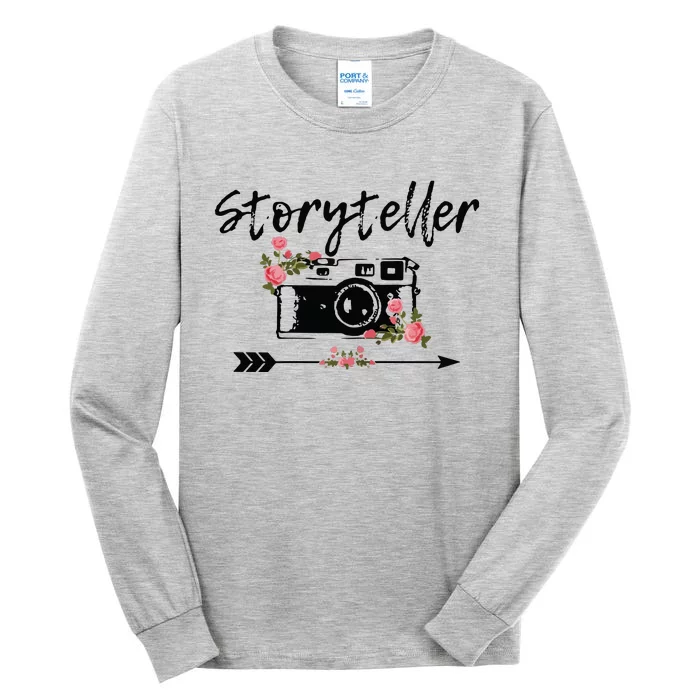 Womens Photographer Storyteller Vintage Floral Camera Photography Tall Long Sleeve T-Shirt