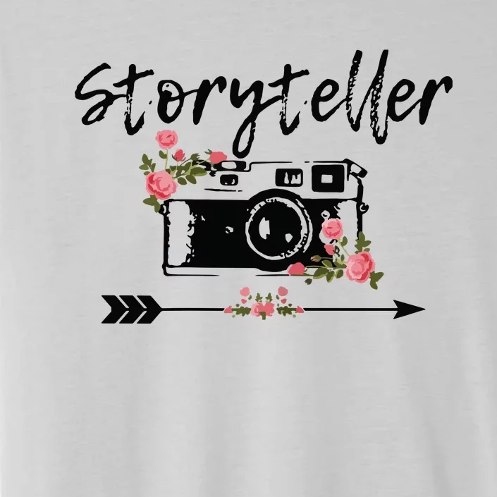 Womens Photographer Storyteller Vintage Floral Camera Photography ChromaSoft Performance T-Shirt