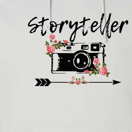 Womens Photographer Storyteller Vintage Floral Camera Photography Performance Fleece Hoodie