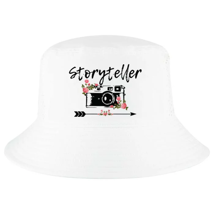 Womens Photographer Storyteller Vintage Floral Camera Photography Cool Comfort Performance Bucket Hat