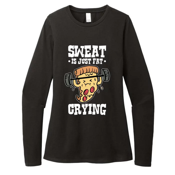 Workout Pizza Sweat Is Just Fat Crying Gift Womens CVC Long Sleeve Shirt