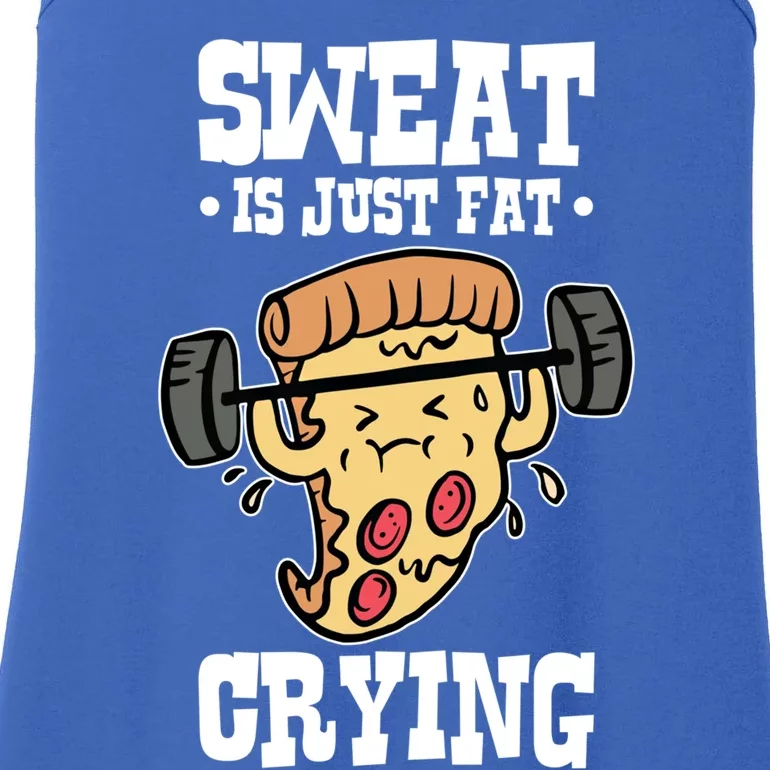 Workout Pizza Sweat Is Just Fat Crying Gift Ladies Essential Tank