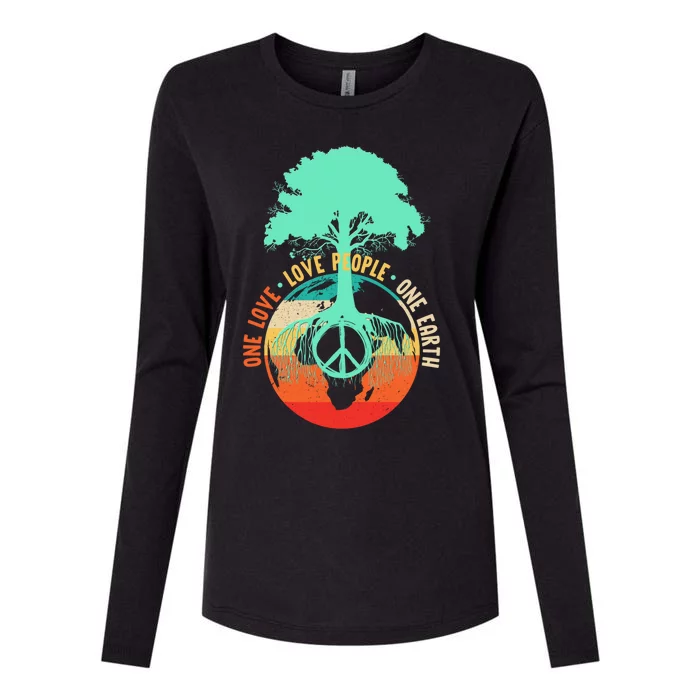 World Peace Tree Gift Love People Earth Day Gift Womens Cotton Relaxed Long Sleeve T-Shirt