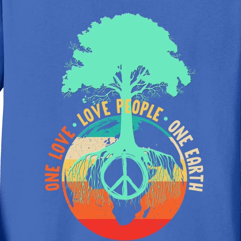 World Peace Tree Gift Love People Earth Day Gift Kids Long Sleeve Shirt