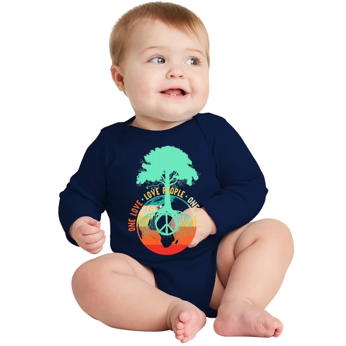 World Peace Tree Gift Love People Earth Day Gift Baby Long Sleeve Bodysuit