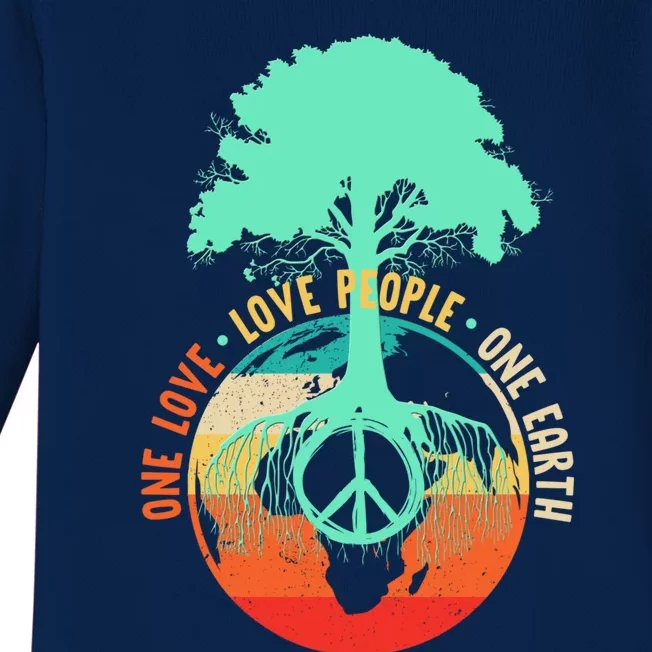 World Peace Tree Gift Love People Earth Day Gift Baby Long Sleeve Bodysuit