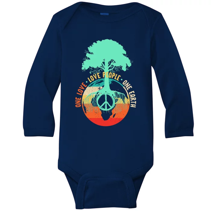 World Peace Tree Gift Love People Earth Day Gift Baby Long Sleeve Bodysuit