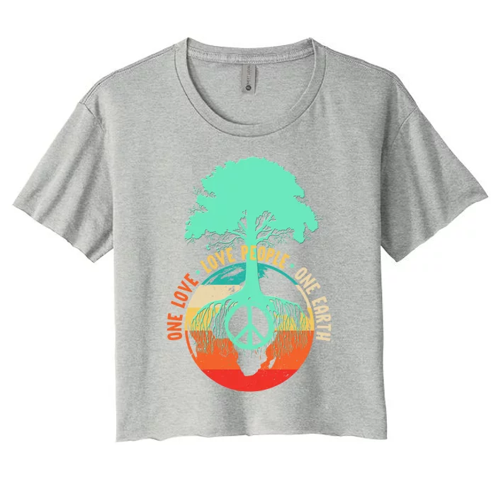 World Peace Tree Gift Love People Earth Day Gift Women's Crop Top Tee