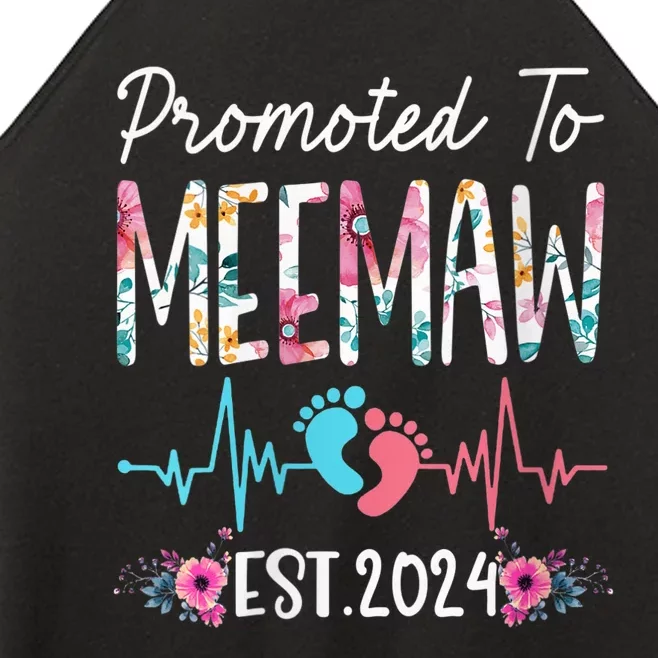 Wo Promoted To MeeMaw Est 2024 Mothers Day First Time Mom Women’s Perfect Tri Rocker Tank