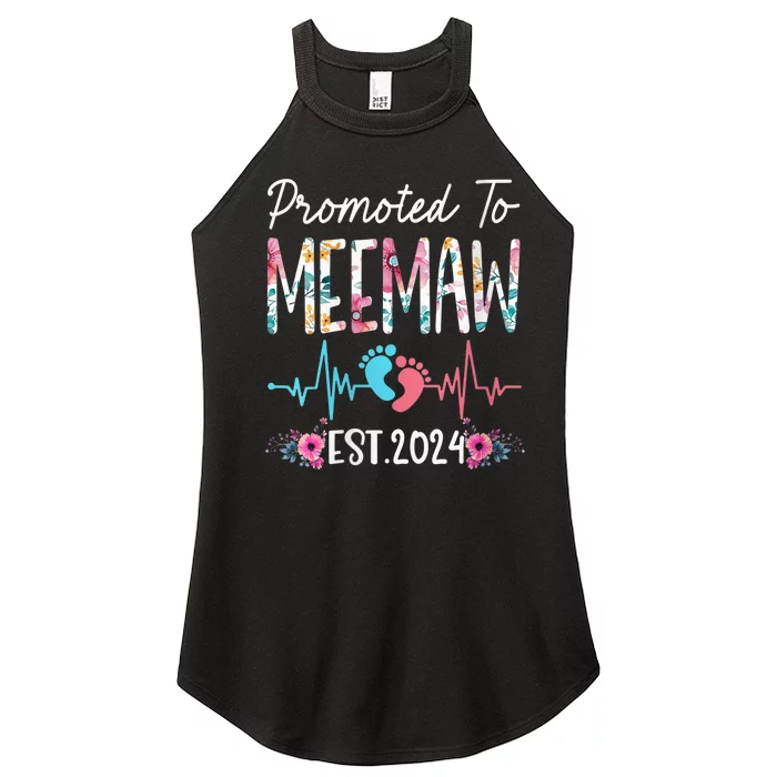 Wo Promoted To MeeMaw Est 2024 Mothers Day First Time Mom Women’s Perfect Tri Rocker Tank