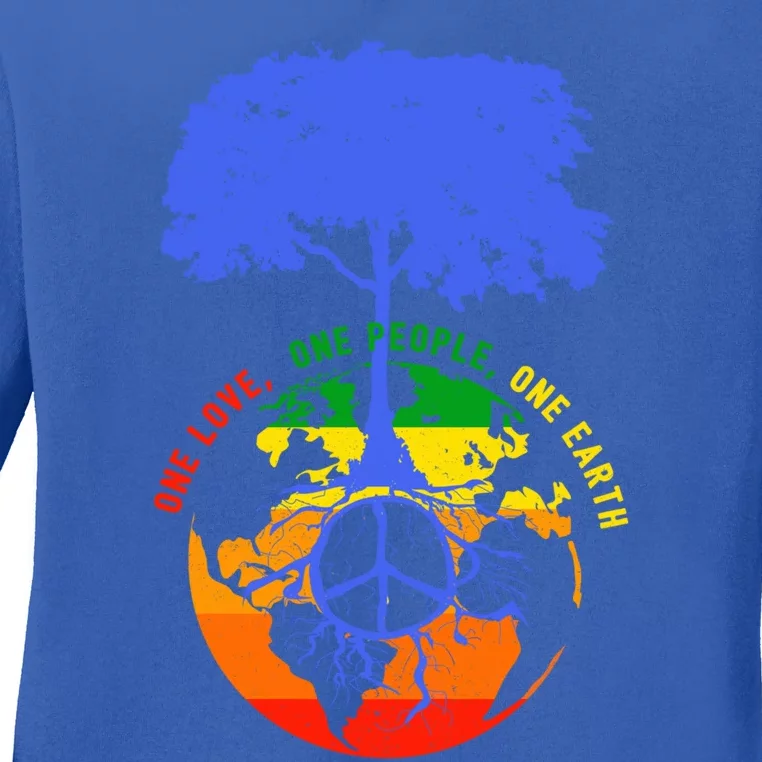 World Peace Tree Earth Day Love Hippie Environt Gift Ladies Long Sleeve Shirt