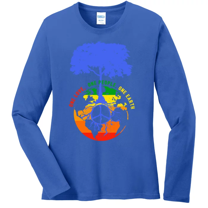 World Peace Tree Earth Day Love Hippie Environt Gift Ladies Long Sleeve Shirt