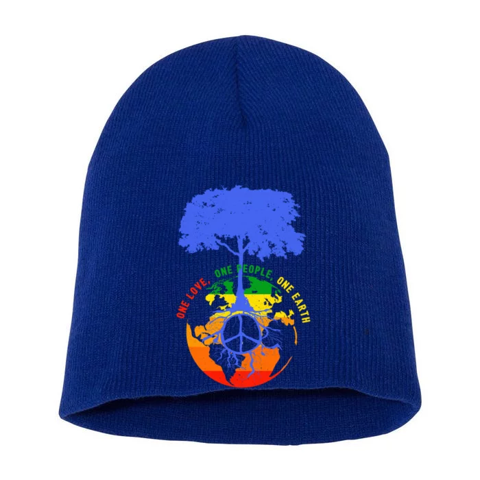 World Peace Tree Earth Day Love Hippie Environt Gift Short Acrylic Beanie