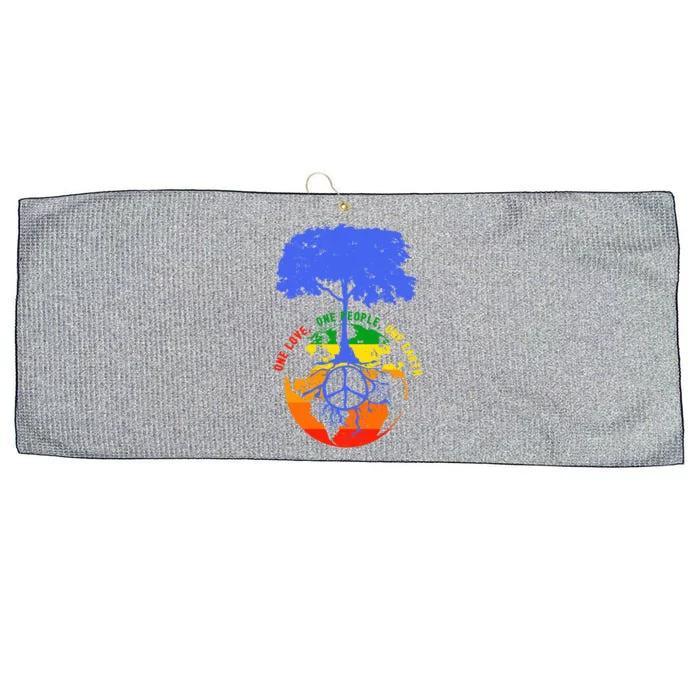 World Peace Tree Earth Day Love Hippie Environt Gift Large Microfiber Waffle Golf Towel