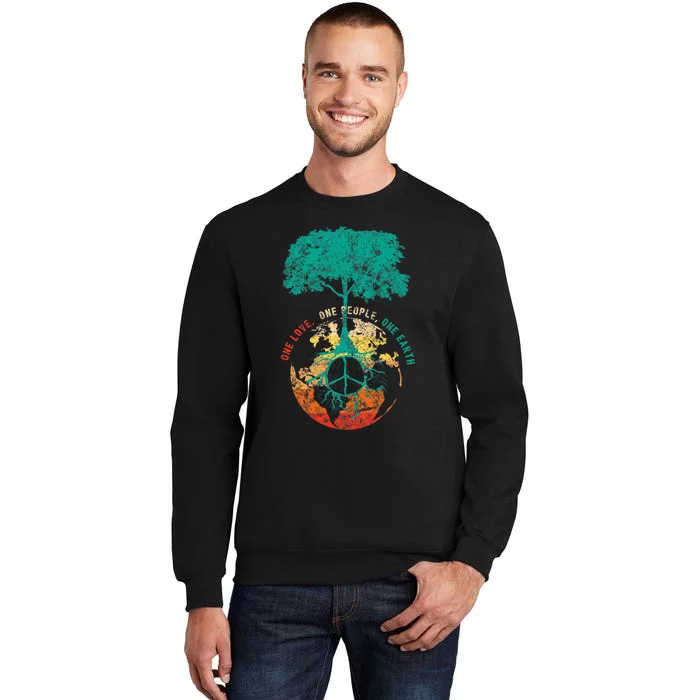 World Peace Tree Love People Peace Sign Earth Day Gift Tall Sweatshirt