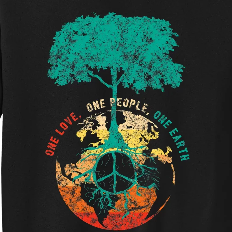 World Peace Tree Love People Peace Sign Earth Day Gift Tall Sweatshirt