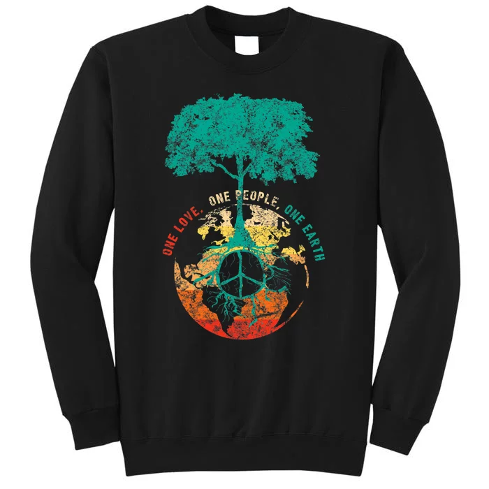 World Peace Tree Love People Peace Sign Earth Day Gift Tall Sweatshirt