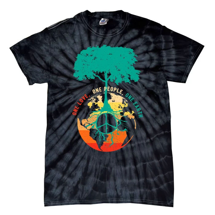 World Peace Tree Love People Earth Day 60s 70s Hippie Retro Tie-Dye T-Shirt