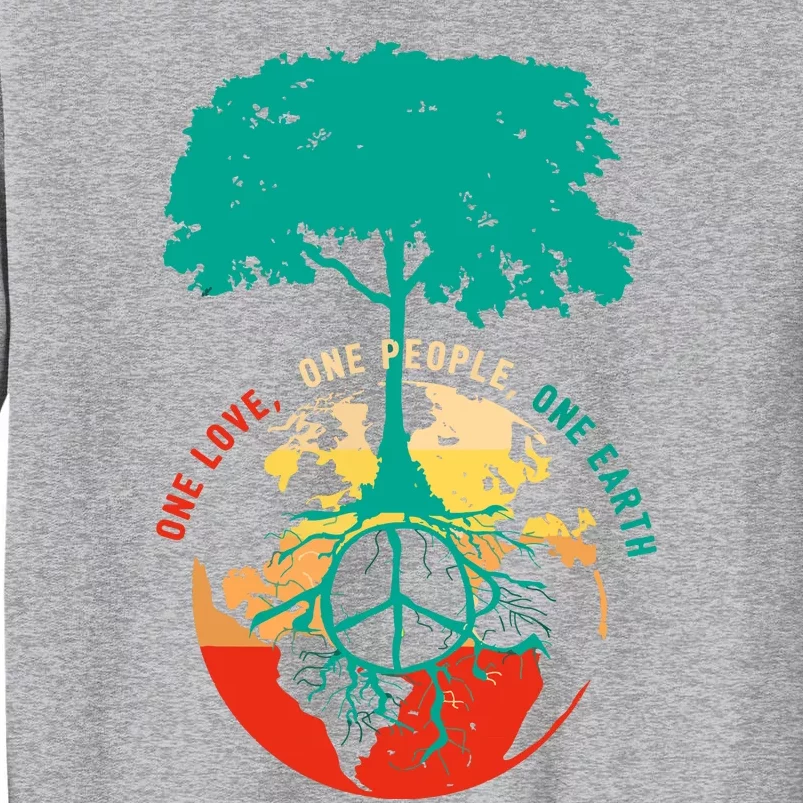 World Peace Tree Love People Earth Day 60s 70s Hippie Retro Tall Sweatshirt