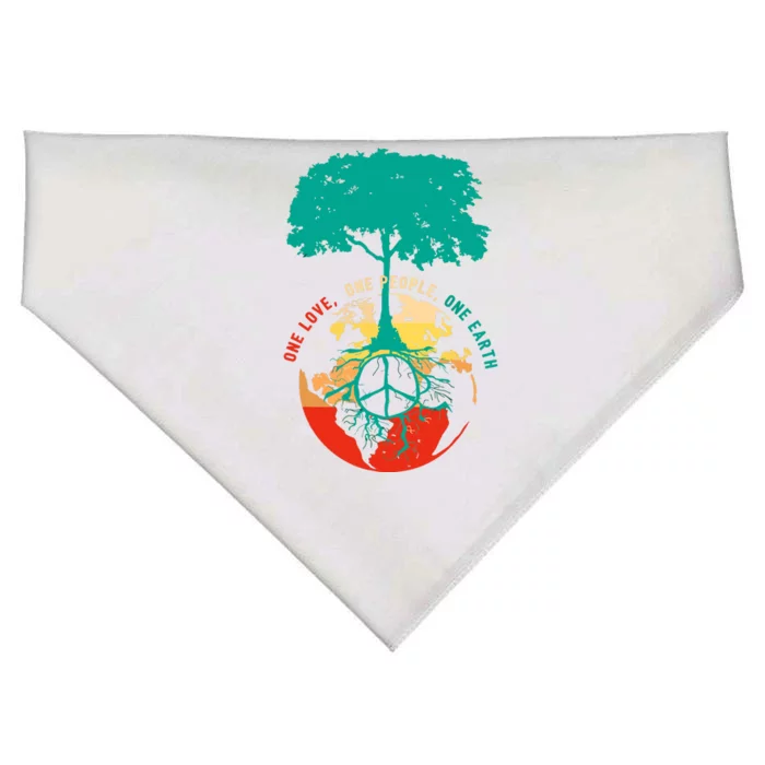 World Peace Tree Love People Earth Day 60s 70s Hippie Retro USA-Made Doggie Bandana