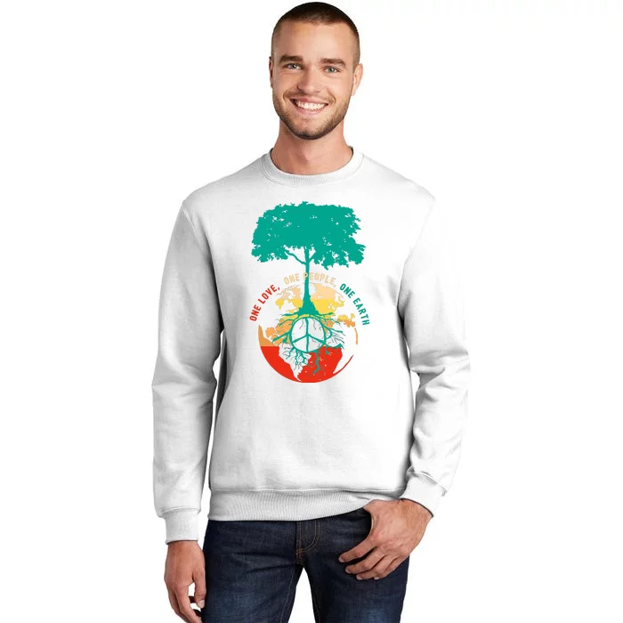 World Peace Tree Love People Earth Day 60s 70s Hippie Retro Sweatshirt