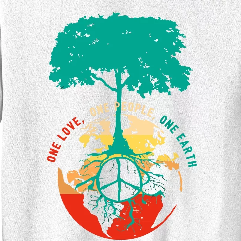 World Peace Tree Love People Earth Day 60s 70s Hippie Retro Sweatshirt