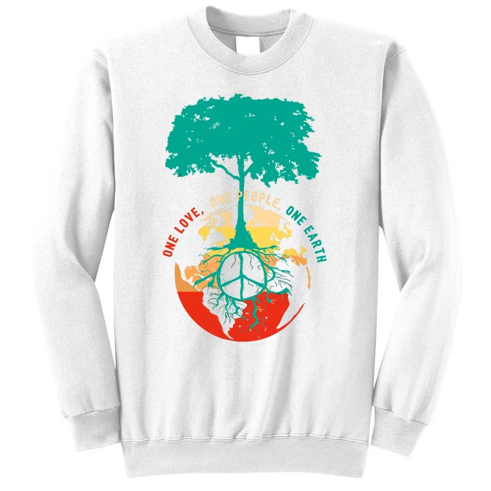 World Peace Tree Love People Earth Day 60s 70s Hippie Retro Sweatshirt