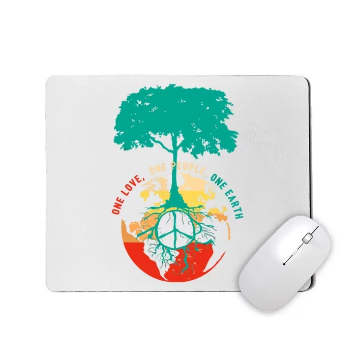 World Peace Tree Love People Earth Day 60s 70s Hippie Retro Mousepad