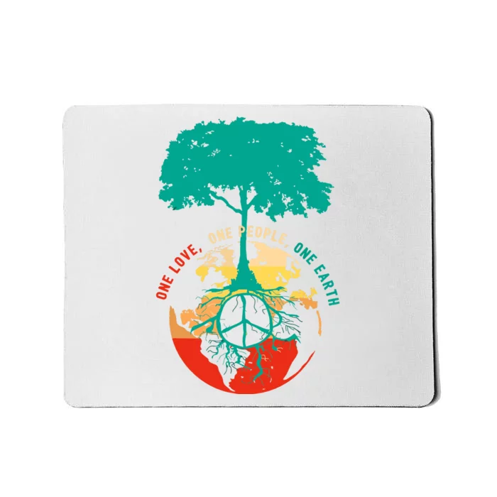 World Peace Tree Love People Earth Day 60s 70s Hippie Retro Mousepad