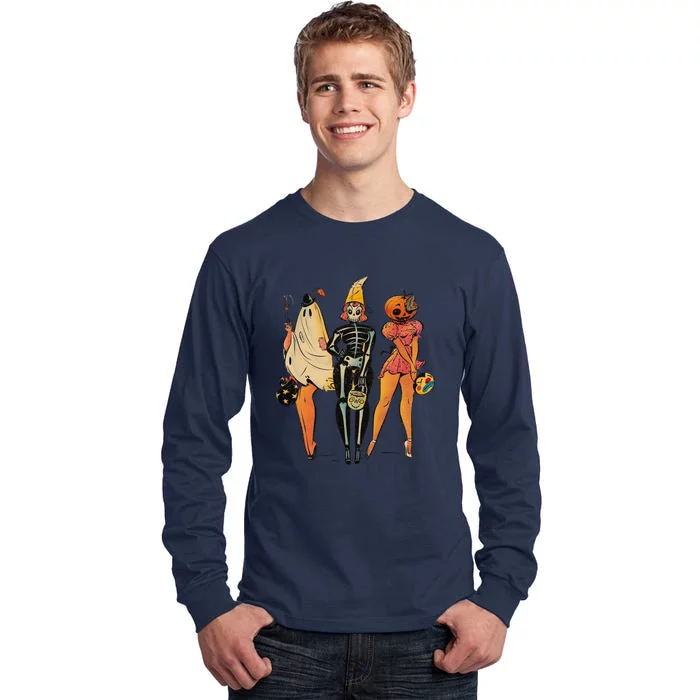 Witch Pin Up Retro Vintage Pumpkin Tall Long Sleeve T-Shirt