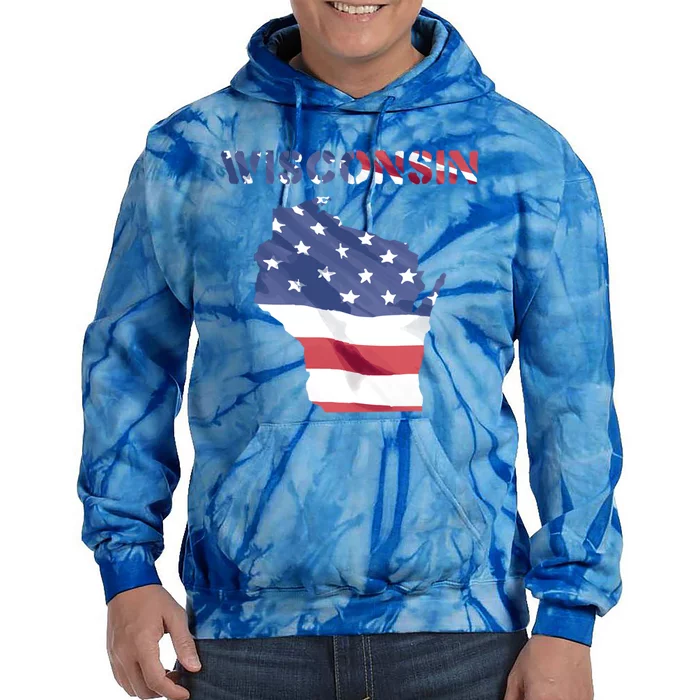 Wisconsin Proud United States America Patriot Flag Us Pride Funny Gift Tie Dye Hoodie