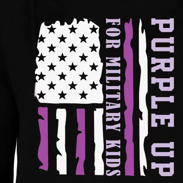 Wear purple up for military month of the military child Womens Funnel Neck Pullover Hood