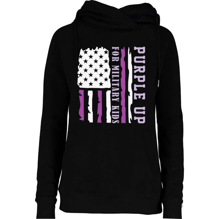 Wear purple up for military month of the military child Womens Funnel Neck Pullover Hood