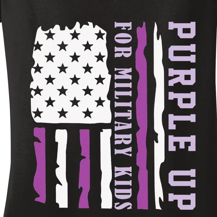 Wear purple up for military month of the military child Women's V-Neck T-Shirt