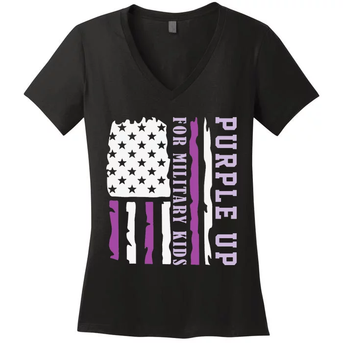 Wear purple up for military month of the military child Women's V-Neck T-Shirt