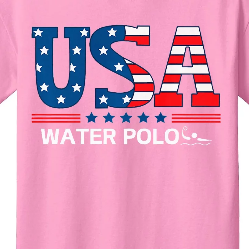 Water Polo United States Flag Usa Team Sport Water Polo Kids T-Shirt