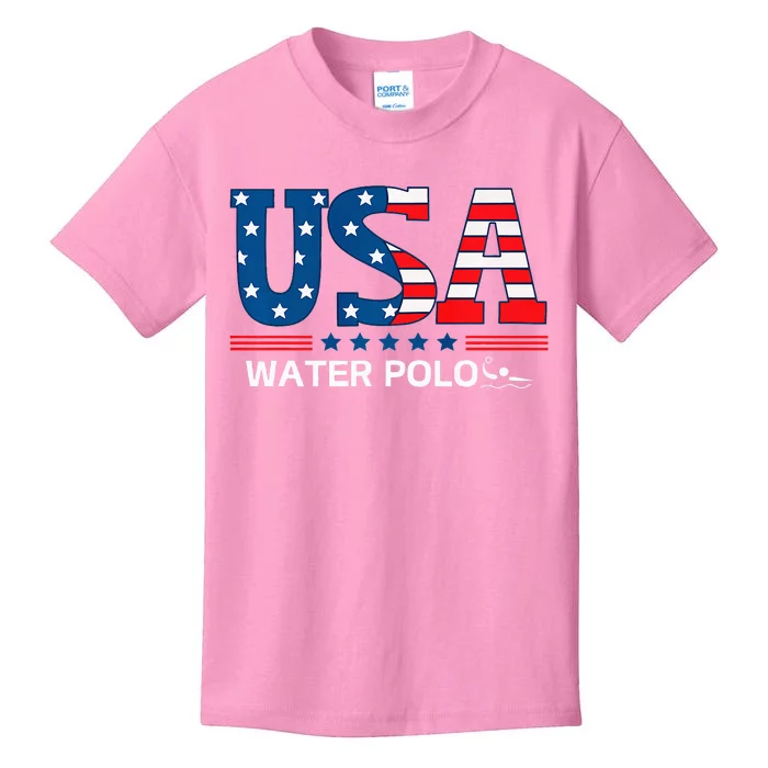 Water Polo United States Flag Usa Team Sport Water Polo Kids T-Shirt