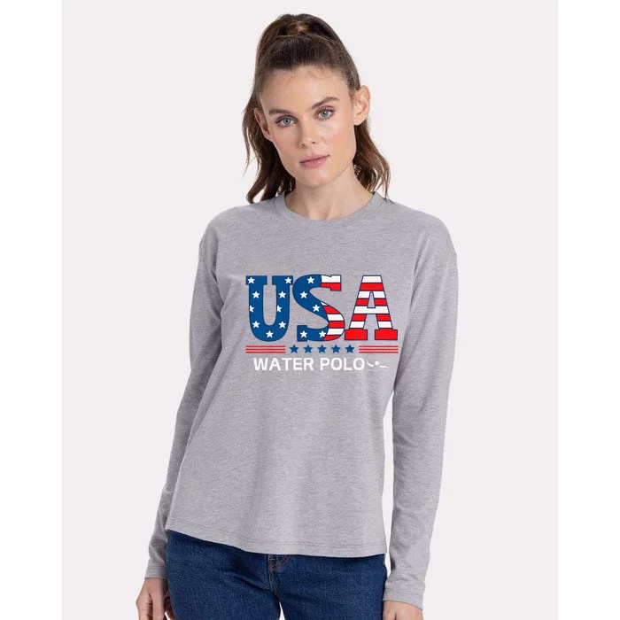 Water Polo United States Flag Usa Team Sport Water Polo Womens Cotton Relaxed Long Sleeve T-Shirt