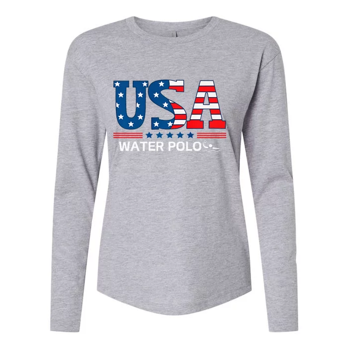 Water Polo United States Flag Usa Team Sport Water Polo Womens Cotton Relaxed Long Sleeve T-Shirt