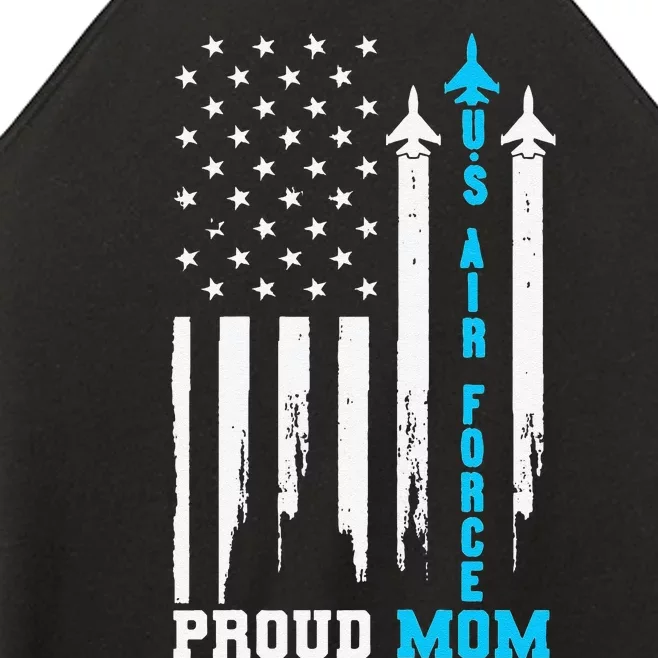 Womens Proud US Air Force Mom Rocket America Flag Mother's Day Women’s Perfect Tri Rocker Tank