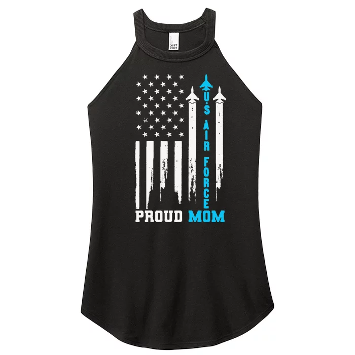 Womens Proud US Air Force Mom Rocket America Flag Mother's Day Women’s Perfect Tri Rocker Tank