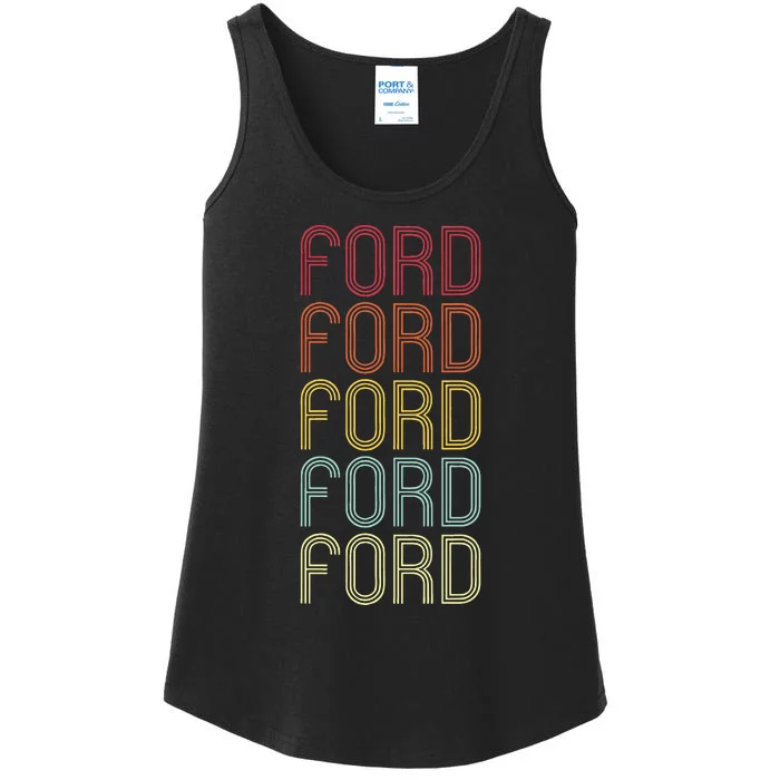 Wordmark Pattern Vintage Personalized 70s Ladies Essential Tank