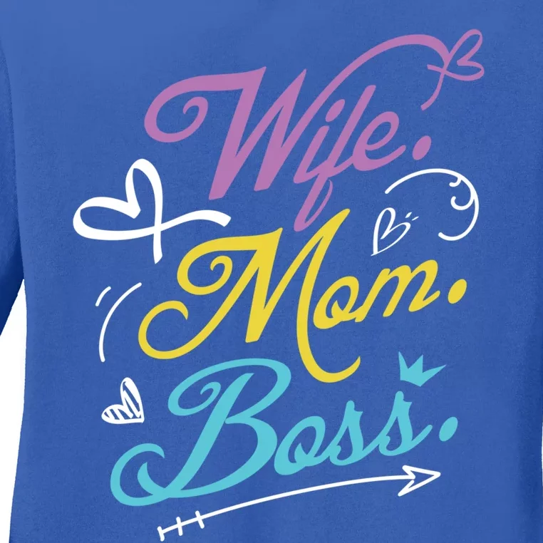 Wo Power Wife Mom Boss Gift Design Mothers Day Cool Gift Ladies Long Sleeve Shirt