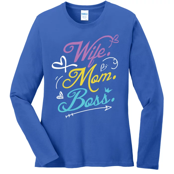 Wo Power Wife Mom Boss Gift Design Mothers Day Cool Gift Ladies Long Sleeve Shirt